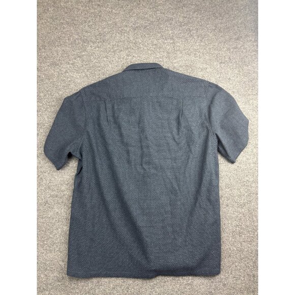 OROMEN Shirt Mens 2XL Blue Short Sleeve Button Down Cotton Textured Pocket Woven - Picture 6 of 6